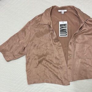 Lunya Tan Relaxed Fit pijama top 100% silk - new with tag